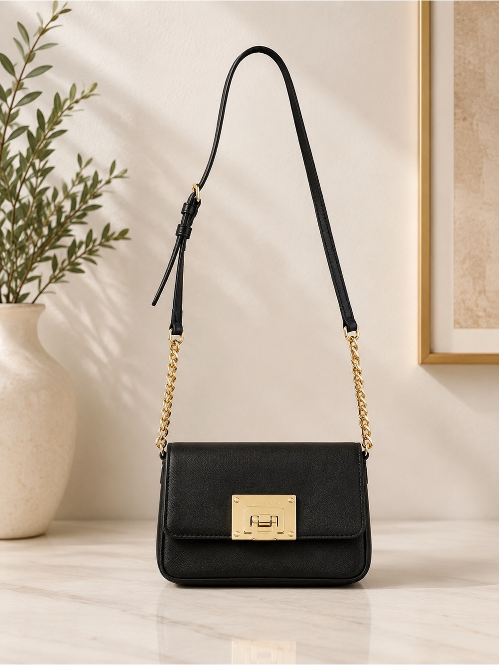 MICHAEL Michael Kors Black Mini Bag with Gold Accents